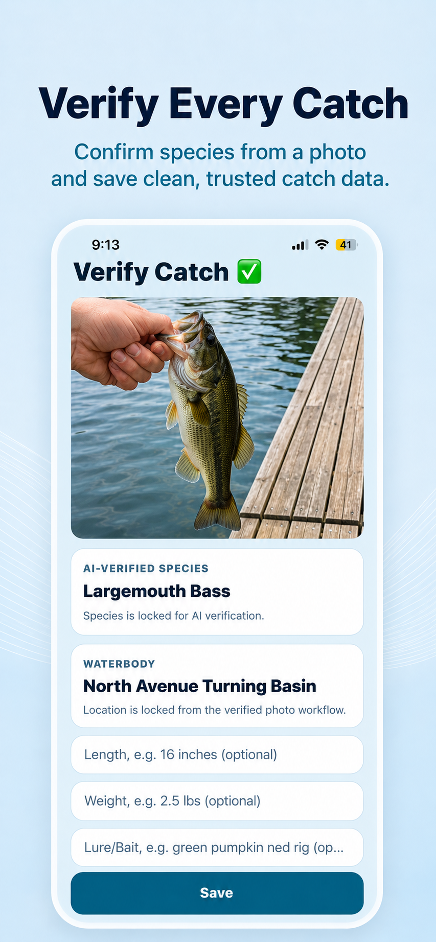 Smart catch log screen